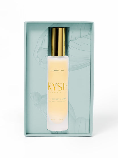KYSH refreshing mist bottle in a decorative box on a white background